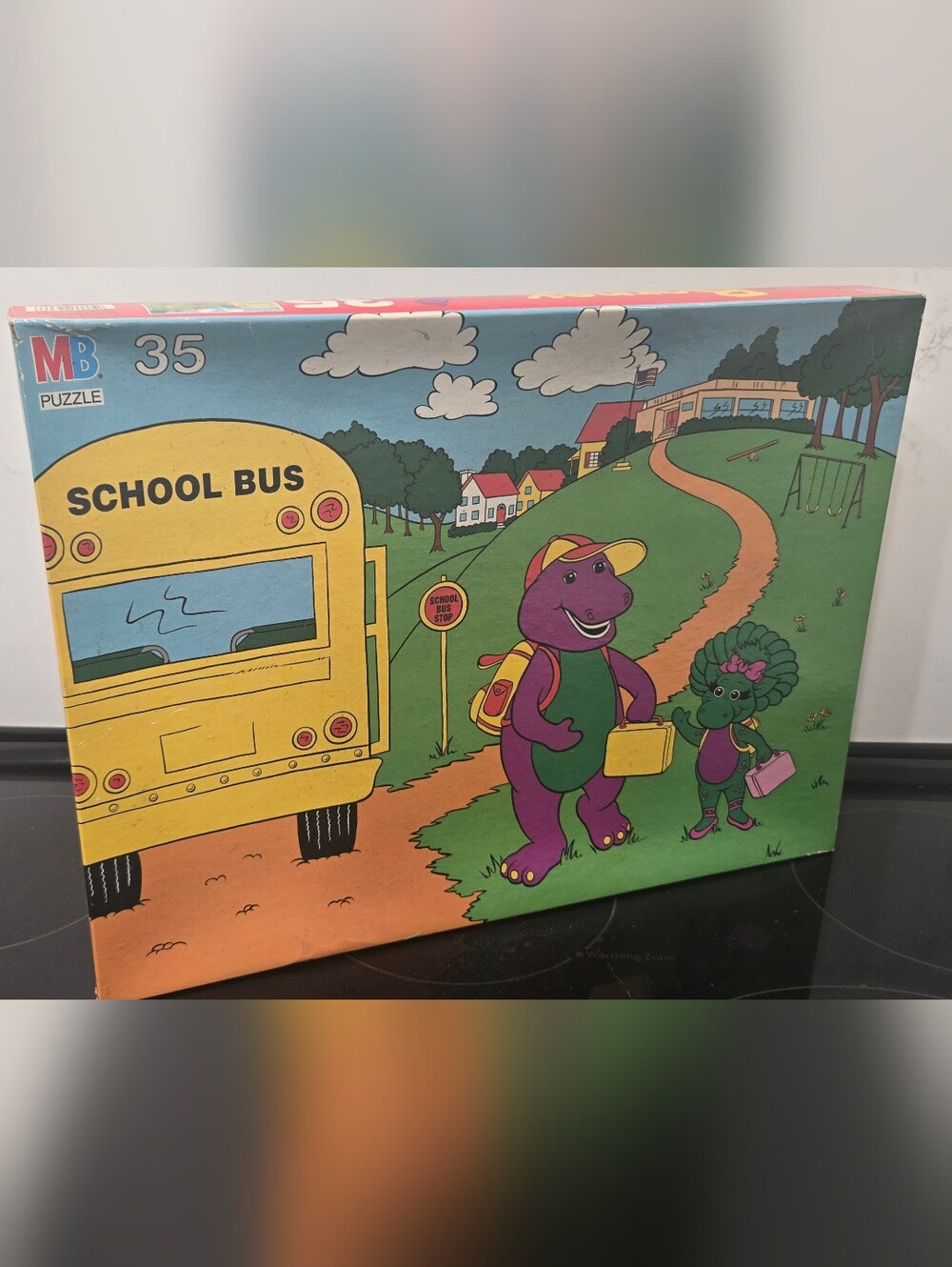 Vintage Barney & Baby Bop School Bus Puzzle 1993 Milton Bradley - SEALED RARE